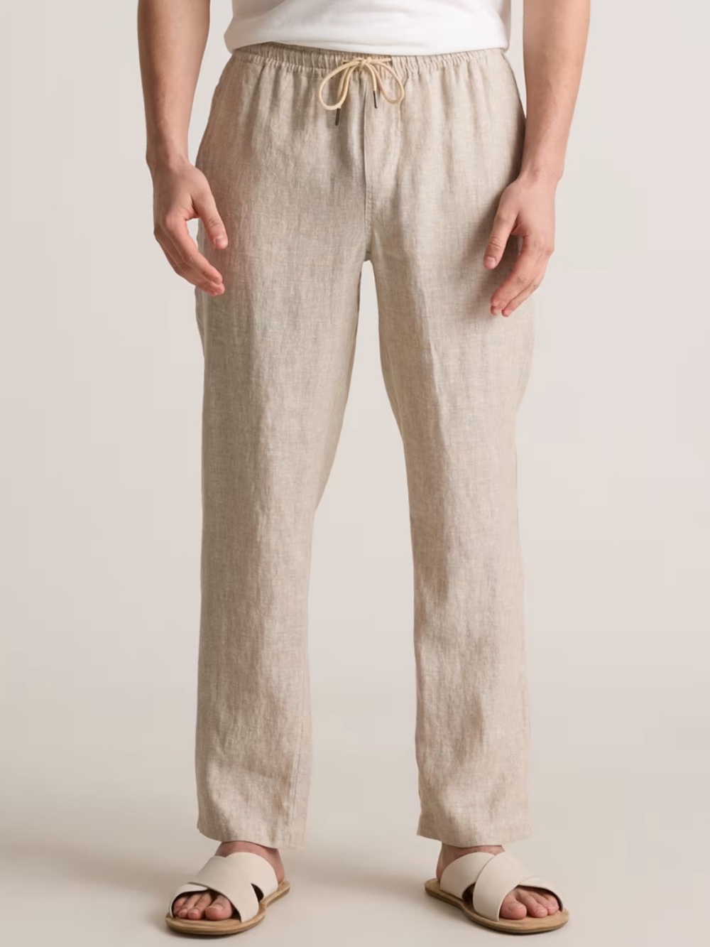 Quince Beige Linen Drawstring Pants
